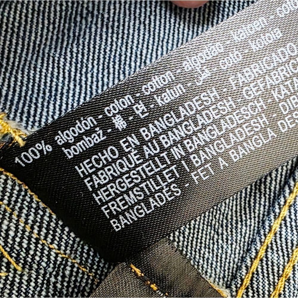 Zara Cropped Dark Wash Denim Jean Jacket Womens Size L New - Picture 9 of 9